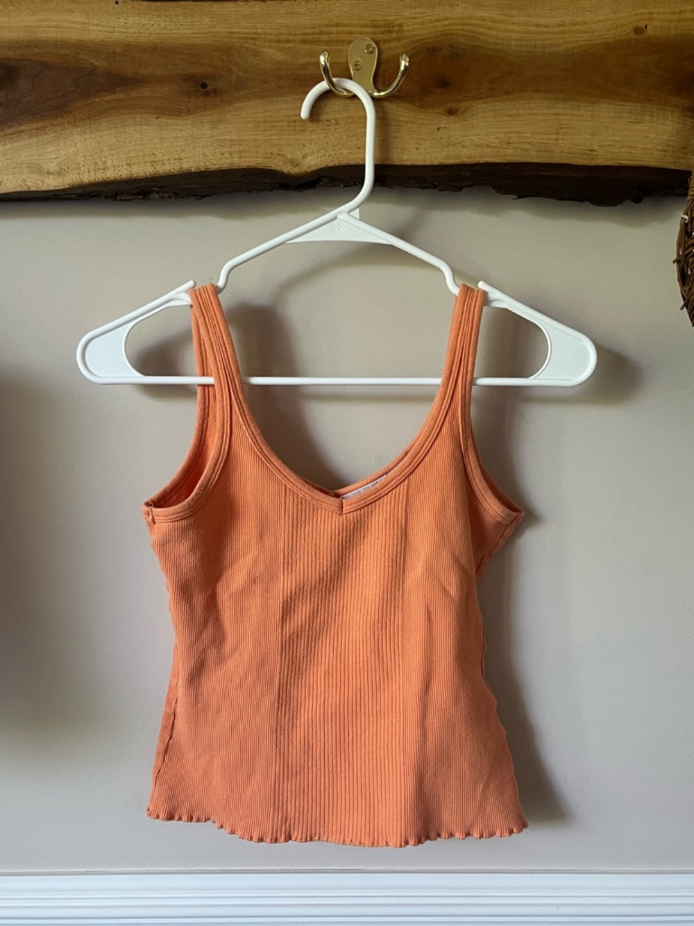 Y2K Vintage Orange One Step Up Energie Ribbed Lettuce Edge Crop Tank Top L